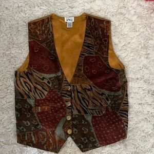 VINTAGE 90s Gold Abstract Vest